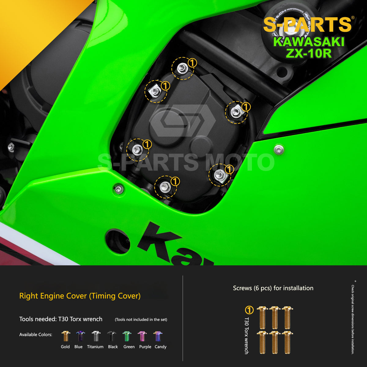 S-PARTS Grade 5 (TC4) Titanium Fasteners Kit for Kawasaki Ninja ZX-10R (2023)