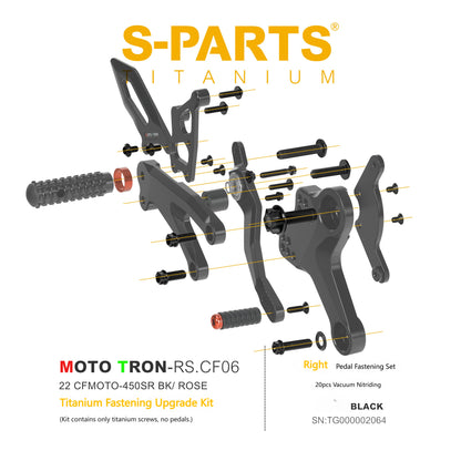 SPARTS TC4 Titanium Bolt Kit for CFMOTO 450SR MOTO TRON Raised Footpegs Upgrade