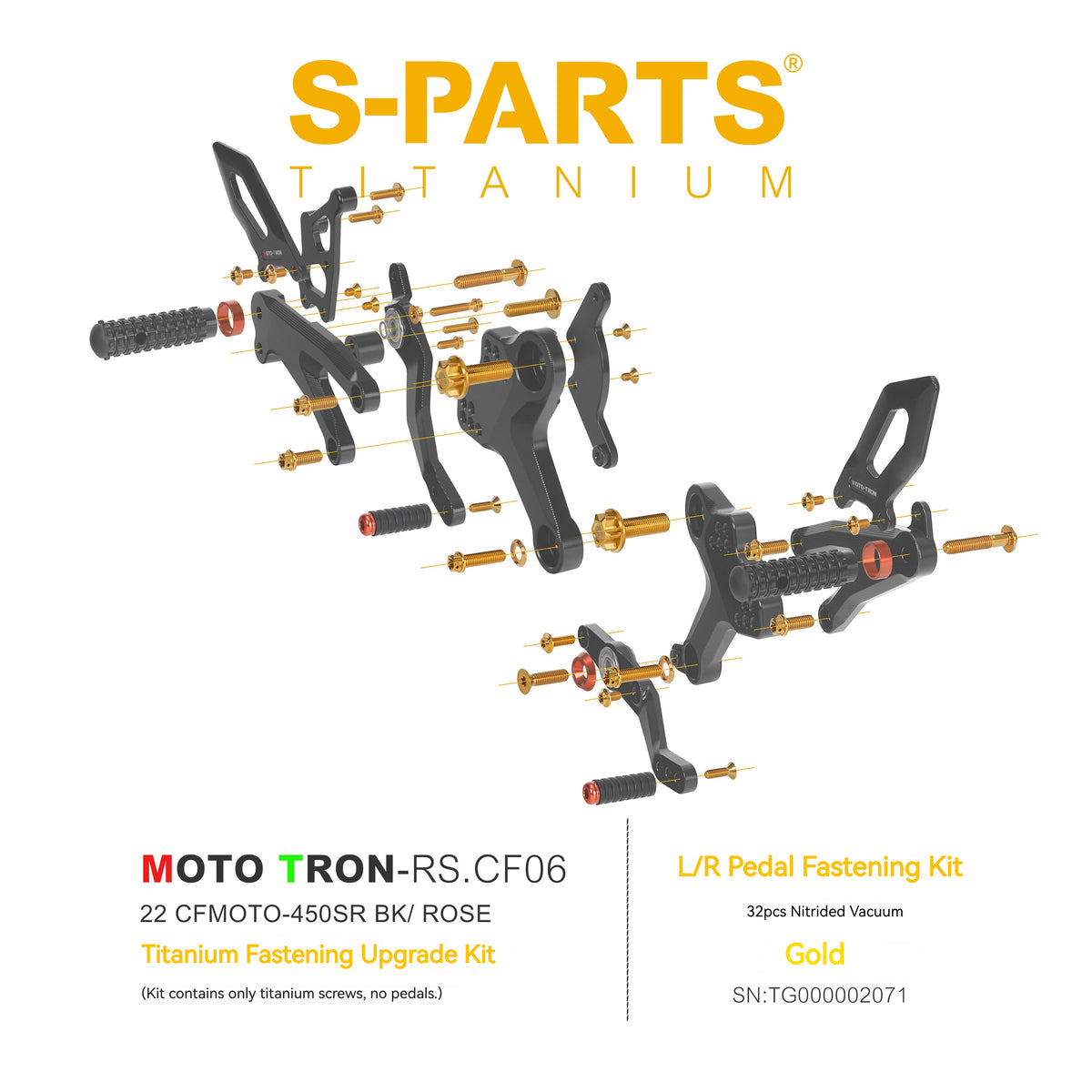 SPARTS TC4 Titanium Bolt Kit for CFMOTO 450SR MOTO TRON Raised Footpegs Upgrade