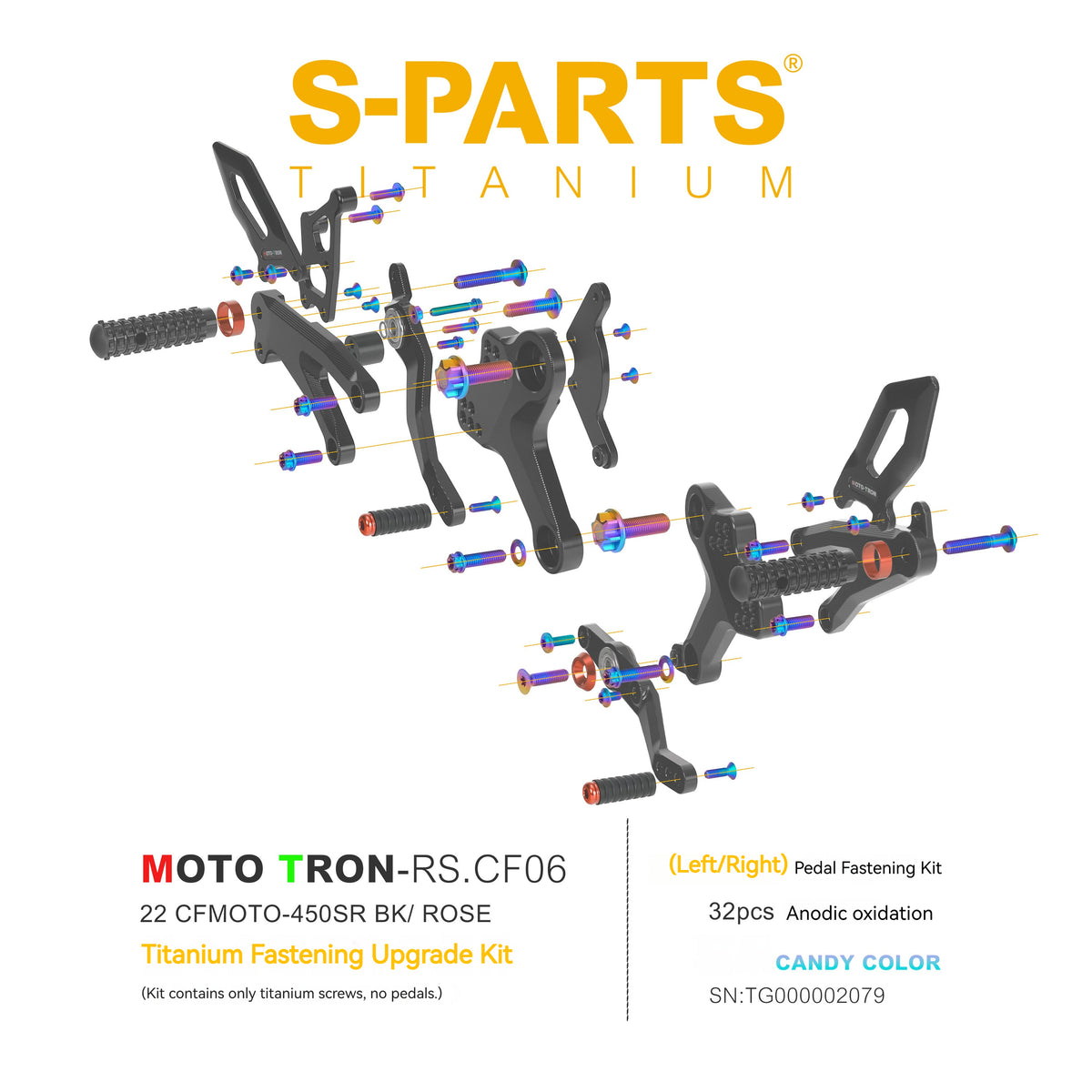 SPARTS TC4 Titanium Bolt Kit for CFMOTO 450SR MOTO TRON Raised Footpegs Upgrade