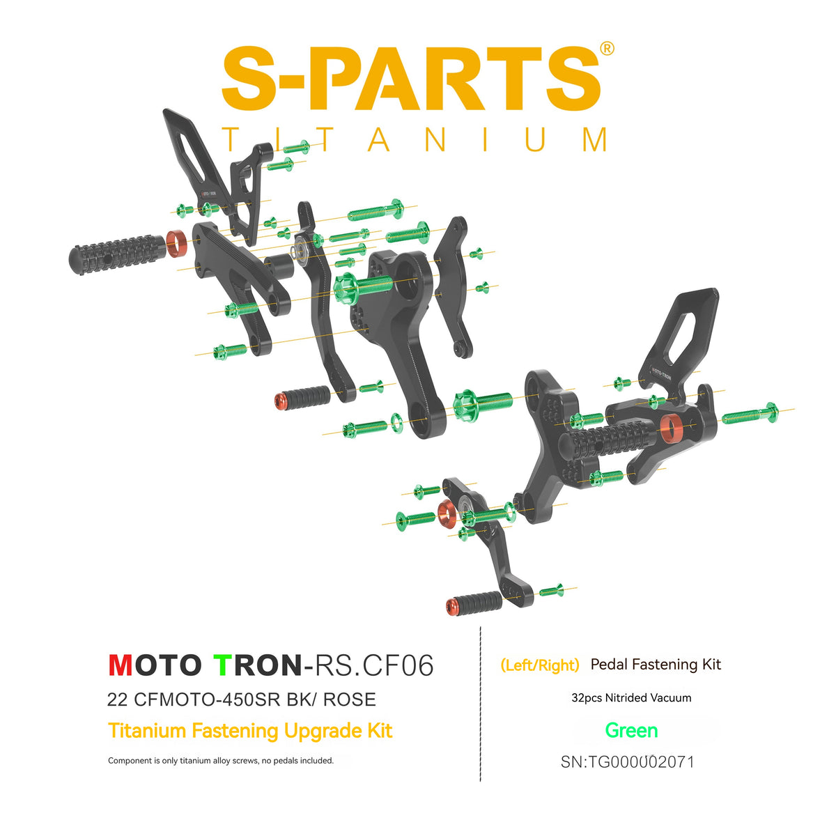 SPARTS TC4 Titanium Bolt Kit for CFMOTO 450SR MOTO TRON Raised Footpegs Upgrade