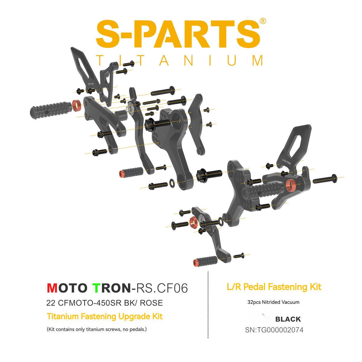 SPARTS TC4 Titanium Bolt Kit for CFMOTO 450SR MOTO TRON Raised Footpegs Upgrade