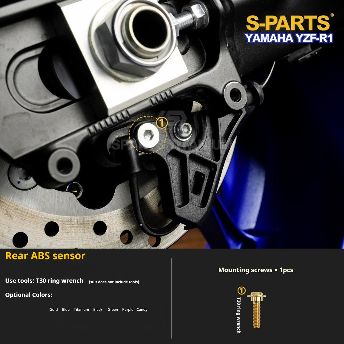 SPARTS Titanium Fasteners for Yamaha YZF-R1 - Rear Wheel, Sprocket Nut & Brake