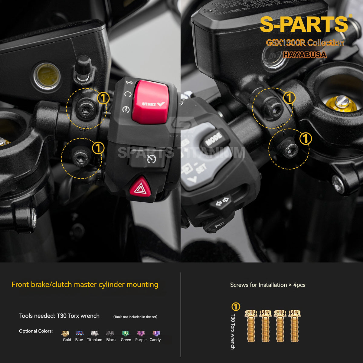 SPARTS Motorcycle Titanium Bolt Upgrade Kit for Suzuki GSX1300R Hayabusa