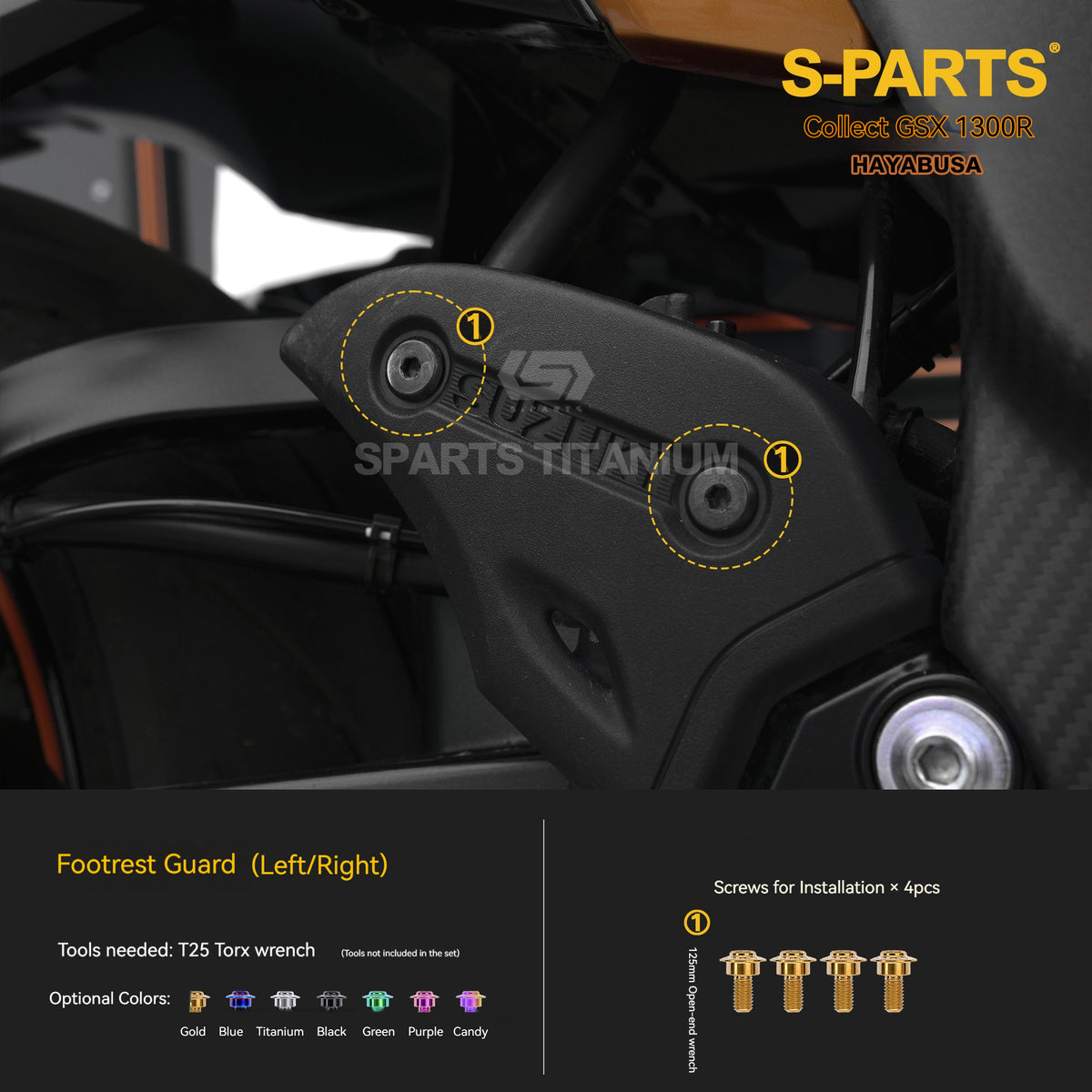 SPARTS Motorcycle Titanium Bolt Upgrade Kit for Suzuki GSX1300R Hayabusa