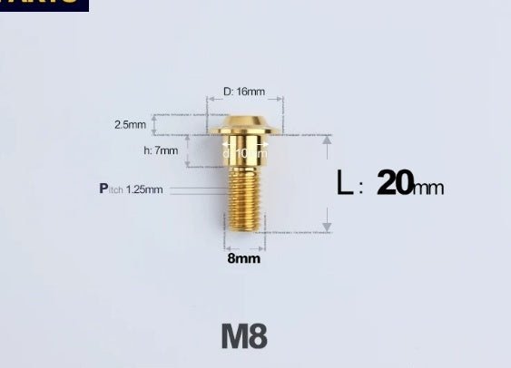 SPARTS M8 Stepped Button Head TC4 Titanium Bolt