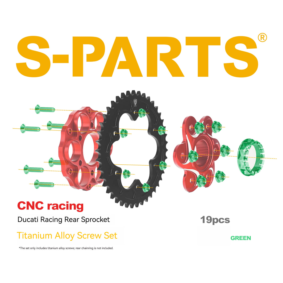 SPARTS CNC RACING Titanium Rear Sprocket Bolt & Nut Kit for  Ducati