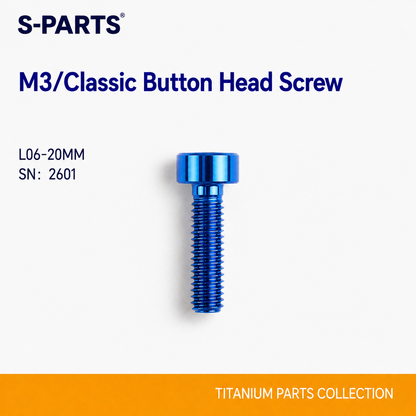 SPARTS M3 L6-20 Classic Button Head Blue Titanium Bolt