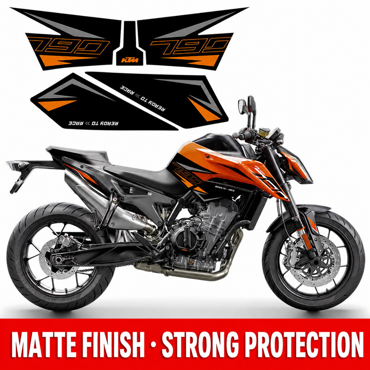 KTM 790 Duke / 890 Duke Tank Grips – Anti-Slip Fishbone Tank Pad and Scratch Protection Decals