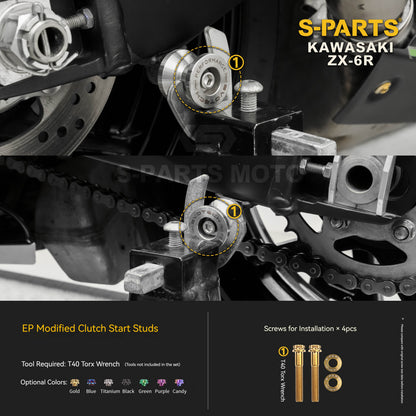 SPARTS Motorcycle Titanium Bolt Upgrade – S-Grade TC4 Bolt Kit for Kawasaki ZX-6R