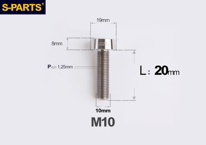 SPARTS Titanium Anti-Theft Fasteners M10×L20-80 D19 P1.25  – Brake Caliper Locking Screw for Motorcycle