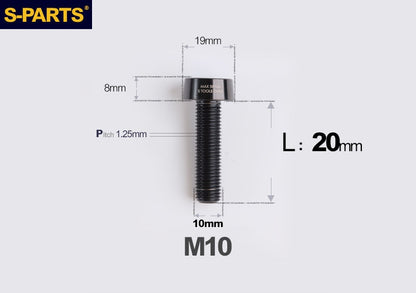 SPARTS Titanium Anti-Theft Fasteners M10×L20-80 D19 P1.25  – Brake Caliper Locking Screw for Motorcycle