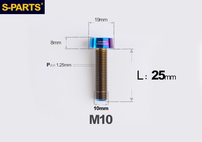 SPARTS Titanium Anti-Theft Fasteners M10×L20-80 D19 P1.25  – Brake Caliper Locking Screw for Motorcycle
