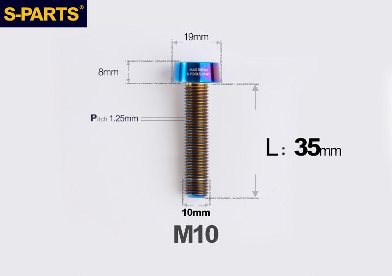 SPARTS Titanium Anti-Theft Fasteners M10×L20-80 D19 P1.25  – Brake Caliper Locking Screw for Motorcycle