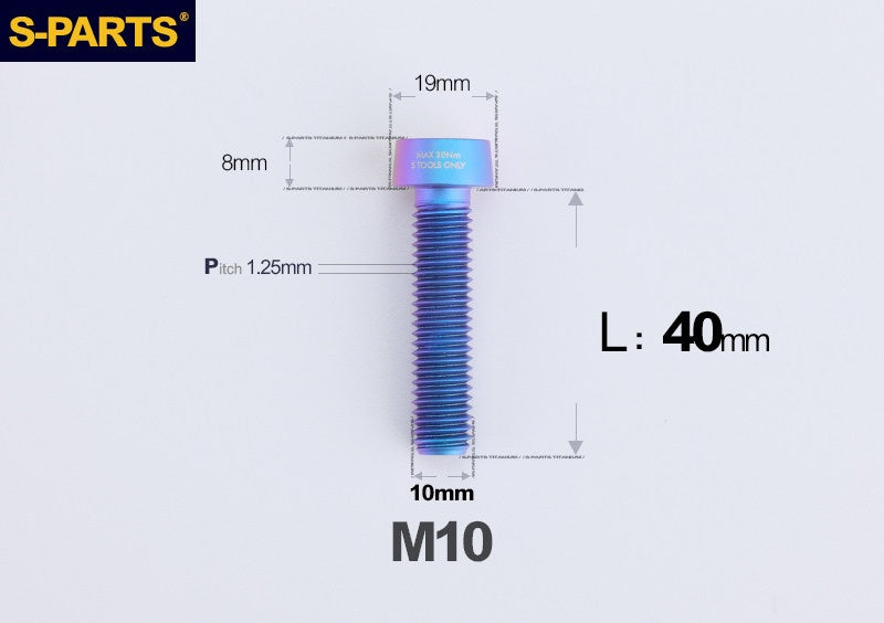 SPARTS Titanium Anti-Theft Fasteners M10×L20-80 D19 P1.25  – Brake Caliper Locking Screw for Motorcycle