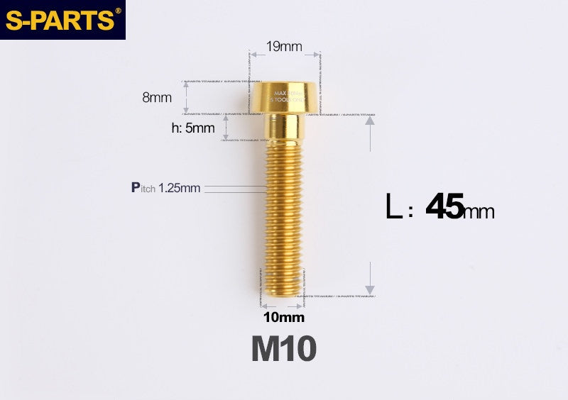 SPARTS Titanium Anti-Theft Fasteners M10×L20-80 D19 P1.25  – Brake Caliper Locking Screw for Motorcycle