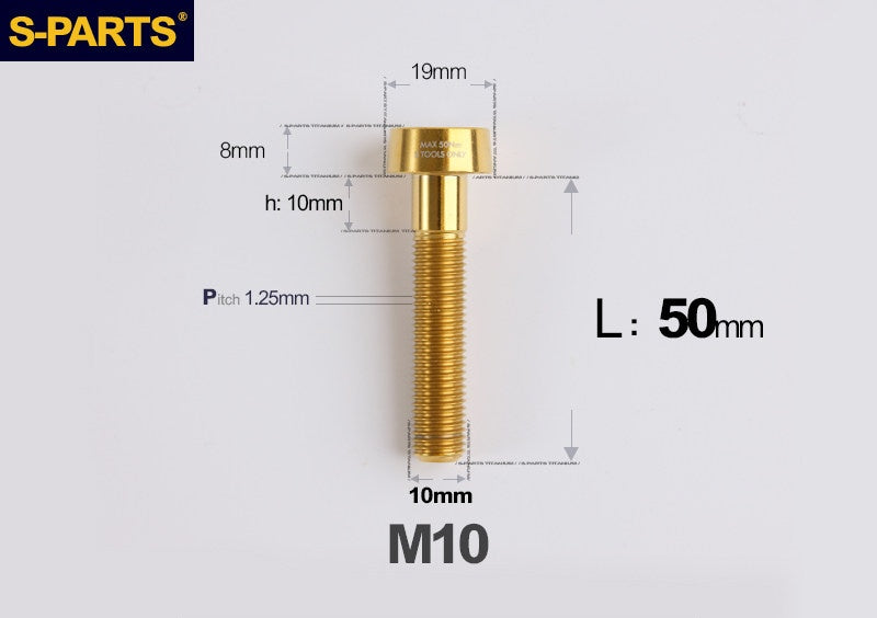 SPARTS Titanium Anti-Theft Fasteners M10×L20-80 D19 P1.25  – Brake Caliper Locking Screw for Motorcycle