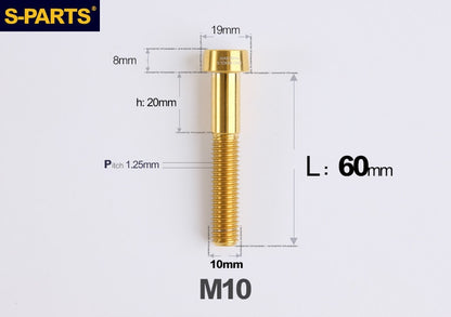 SPARTS Titanium Anti-Theft Fasteners M10×L20-80 D19 P1.25  – Brake Caliper Locking Screw for Motorcycle