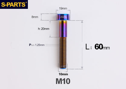 SPARTS Titanium Anti-Theft Fasteners M10×L20-80 D19 P1.25  – Brake Caliper Locking Screw for Motorcycle