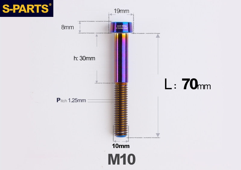 SPARTS Titanium Anti-Theft Fasteners M10×L20-80 D19 P1.25  – Brake Caliper Locking Screw for Motorcycle