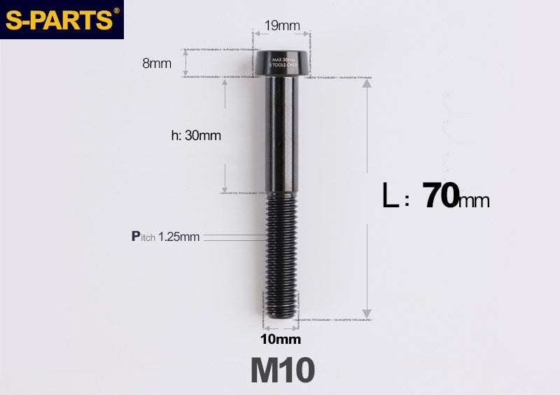 SPARTS Titanium Anti-Theft Fasteners M10×L20-80 D19 P1.25  – Brake Caliper Locking Screw for Motorcycle