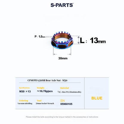 SPARTS Titanium Front & Rear Axle Nuts for CFMOTO 450SR – Motorcycle Upgrade