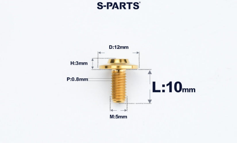 SPARTS A3 Series Titanium Bolt – Button Head M5× L10-55  D12 –  S-Grade TC4 Motorcycle Titanium Bolt Upgrade