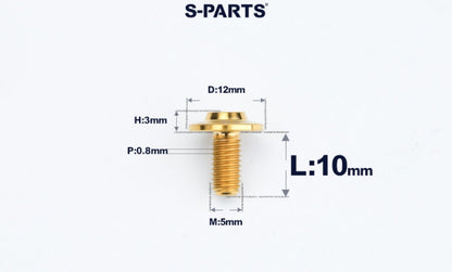 SPARTS A3 Series Titanium Bolt – Button Head M5× L10-55  D12 –  S-Grade TC4 Motorcycle Titanium Bolt Upgrade