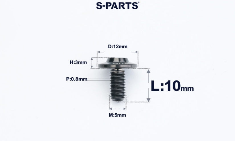 SPARTS A3 Series Titanium Bolt – Button Head M5× L10-55  D12 –  S-Grade TC4 Motorcycle Titanium Bolt Upgrade