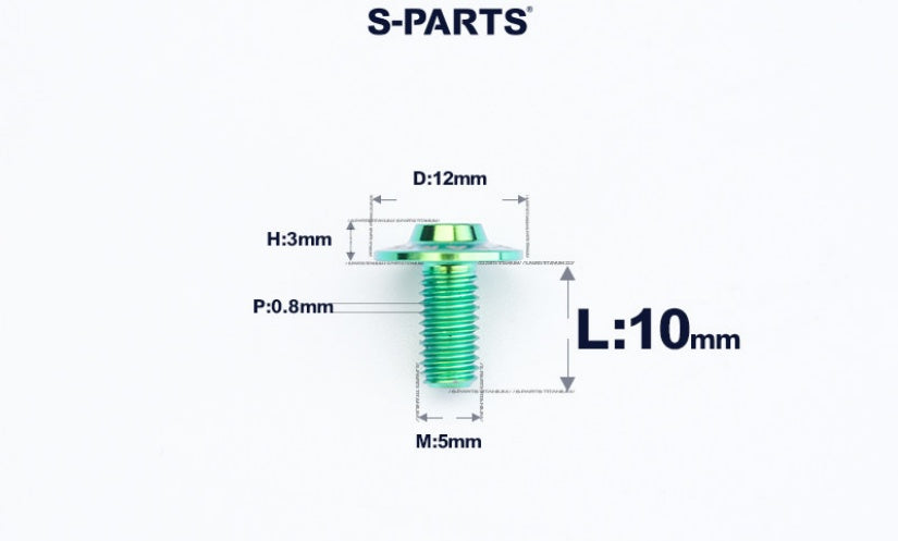 SPARTS A3 Series Titanium Bolt – Button Head M5× L10-55  D12 –  S-Grade TC4 Motorcycle Titanium Bolt Upgrade