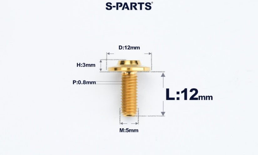 SPARTS A3 Series Titanium Bolt – Button Head M5× L10-55  D12 –  S-Grade TC4 Motorcycle Titanium Bolt Upgrade