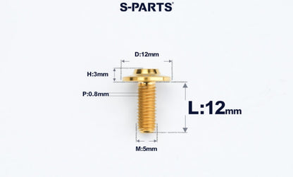 SPARTS A3 Series Titanium Bolt – Button Head M5× L10-55  D12 –  S-Grade TC4 Motorcycle Titanium Bolt Upgrade