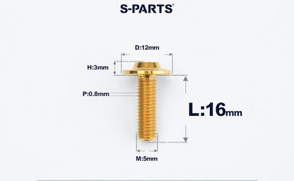 SPARTS A3 Series Titanium Bolt – Button Head M5× L10-55  D12 –  S-Grade TC4 Motorcycle Titanium Bolt Upgrade