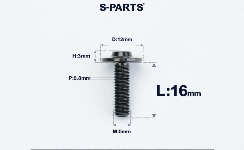 SPARTS A3 Series Titanium Bolt – Button Head M5× L10-55  D12 –  S-Grade TC4 Motorcycle Titanium Bolt Upgrade