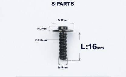 SPARTS A3 Series Titanium Bolt – Button Head M5× L10-55  D12 –  S-Grade TC4 Motorcycle Titanium Bolt Upgrade