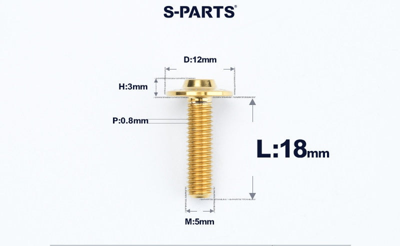 SPARTS A3 Series Titanium Bolt – Button Head M5× L10-55  D12 –  S-Grade TC4 Motorcycle Titanium Bolt Upgrade