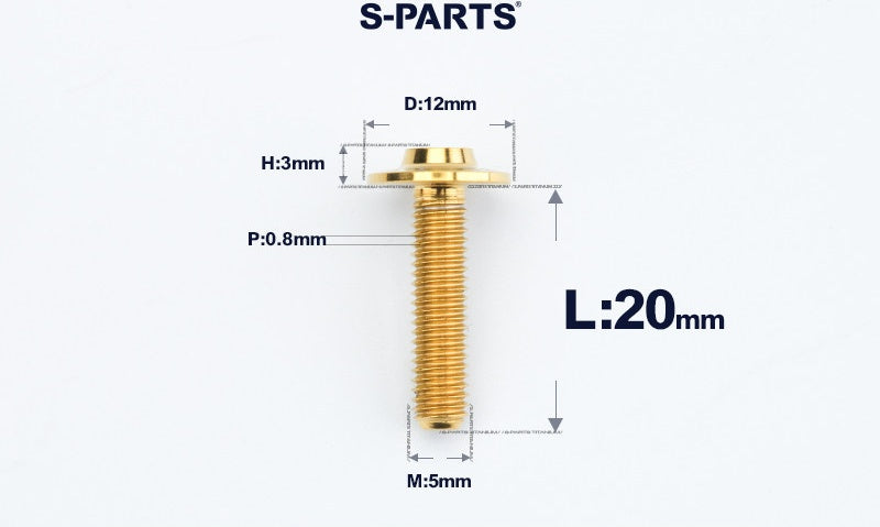 SPARTS A3 Series Titanium Bolt – Button Head M5× L10-55  D12 –  S-Grade TC4 Motorcycle Titanium Bolt Upgrade
