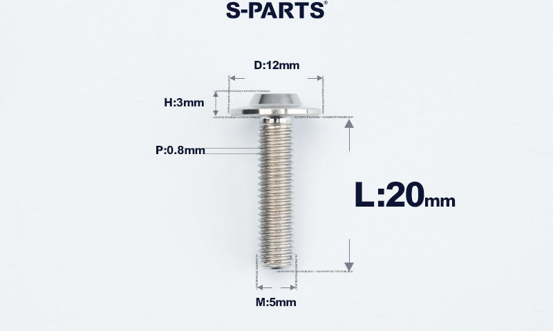SPARTS A3 Series Titanium Bolt – Button Head M5× L10-55  D12 –  S-Grade TC4 Motorcycle Titanium Bolt Upgrade