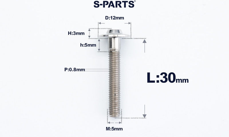 SPARTS A3 Series Titanium Bolt – Button Head M5× L10-55  D12 –  S-Grade TC4 Motorcycle Titanium Bolt Upgrade