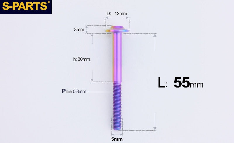 SPARTS A3 Series Titanium Bolt – Button Head M5× L10-55  D12 –  S-Grade TC4 Motorcycle Titanium Bolt Upgrade