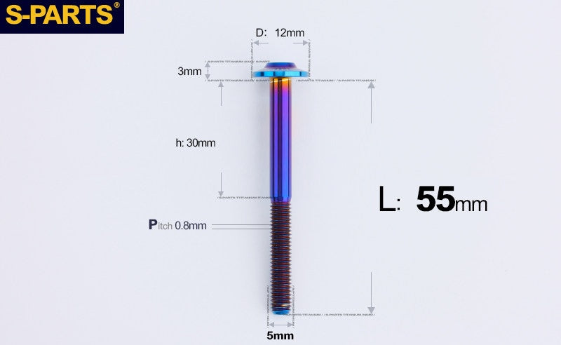 SPARTS A3 Series Titanium Bolt – Button Head M5× L10-55  D12 –  S-Grade TC4 Motorcycle Titanium Bolt Upgrade