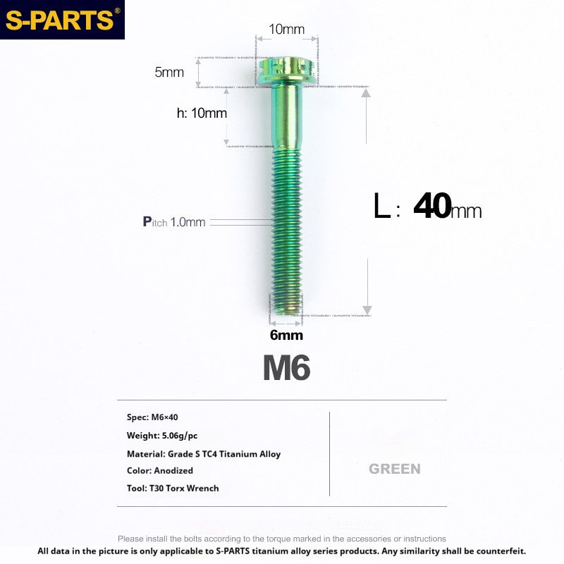 S-PARTS STAN M6 A3 Series TC4 Titanium Bolts – Standard Head Fasteners for Motorcycle & E-Motorcycle Upgrades