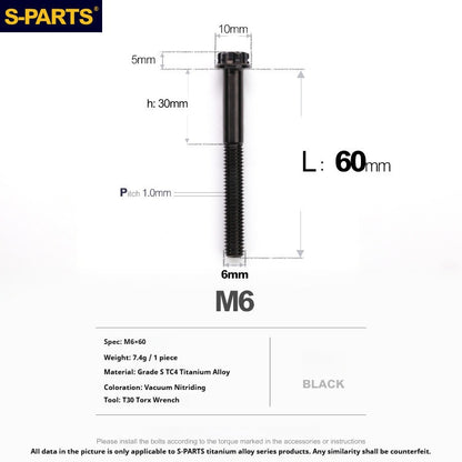 S-PARTS STAN M6 A3 Series TC4 Titanium Bolts – Standard Head Fasteners for Motorcycle & E-Motorcycle Upgrades