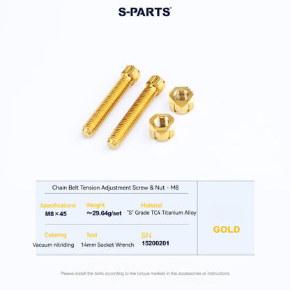 SPARTS M8/M10 Titanium Chain & Belt Tensioner Bolts and Nuts – KTM & Honda Motorcycle Upgrade