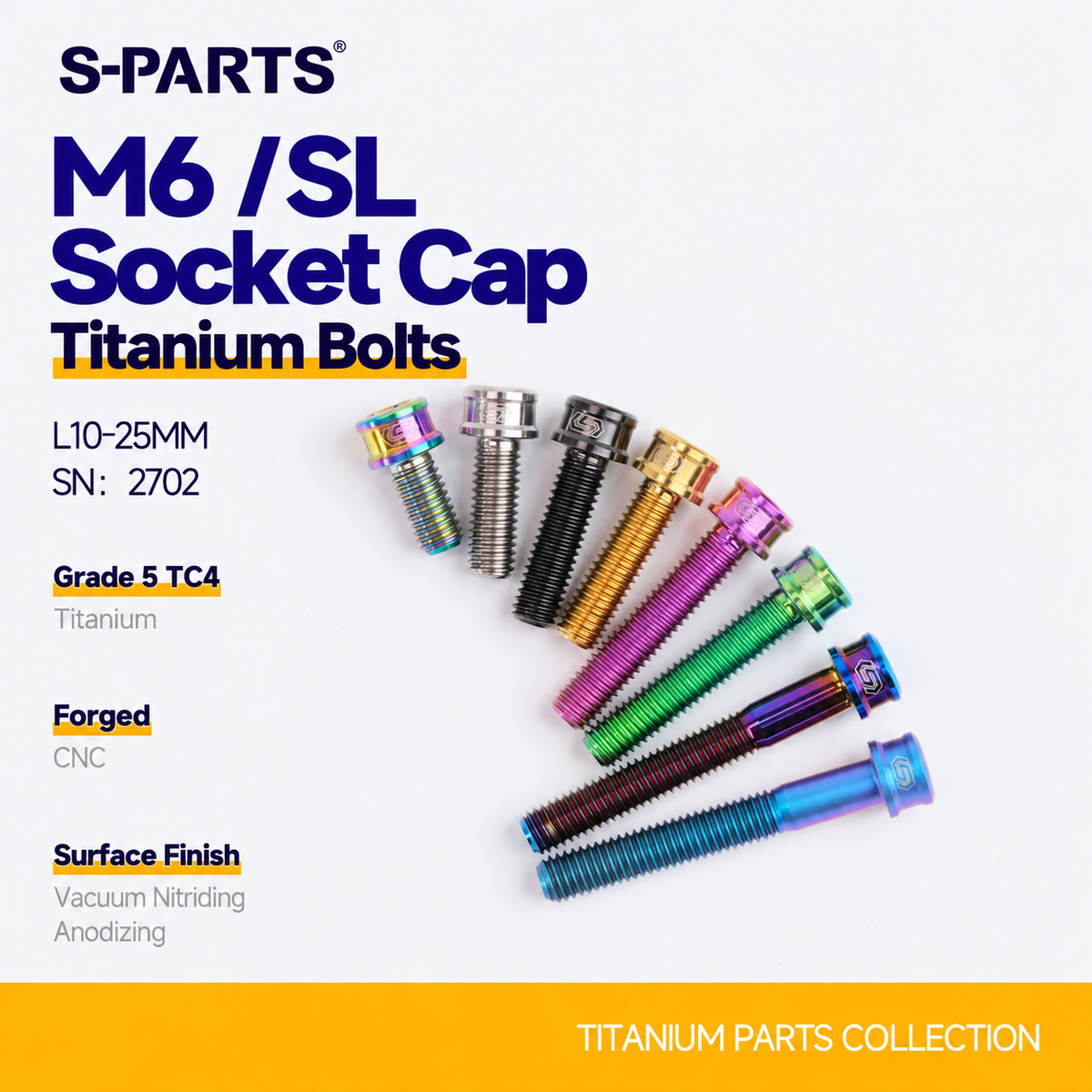 SPARTS M6×10–40mm SL Super Lightweight Titanium Socket Cap Bolts for Bicycles