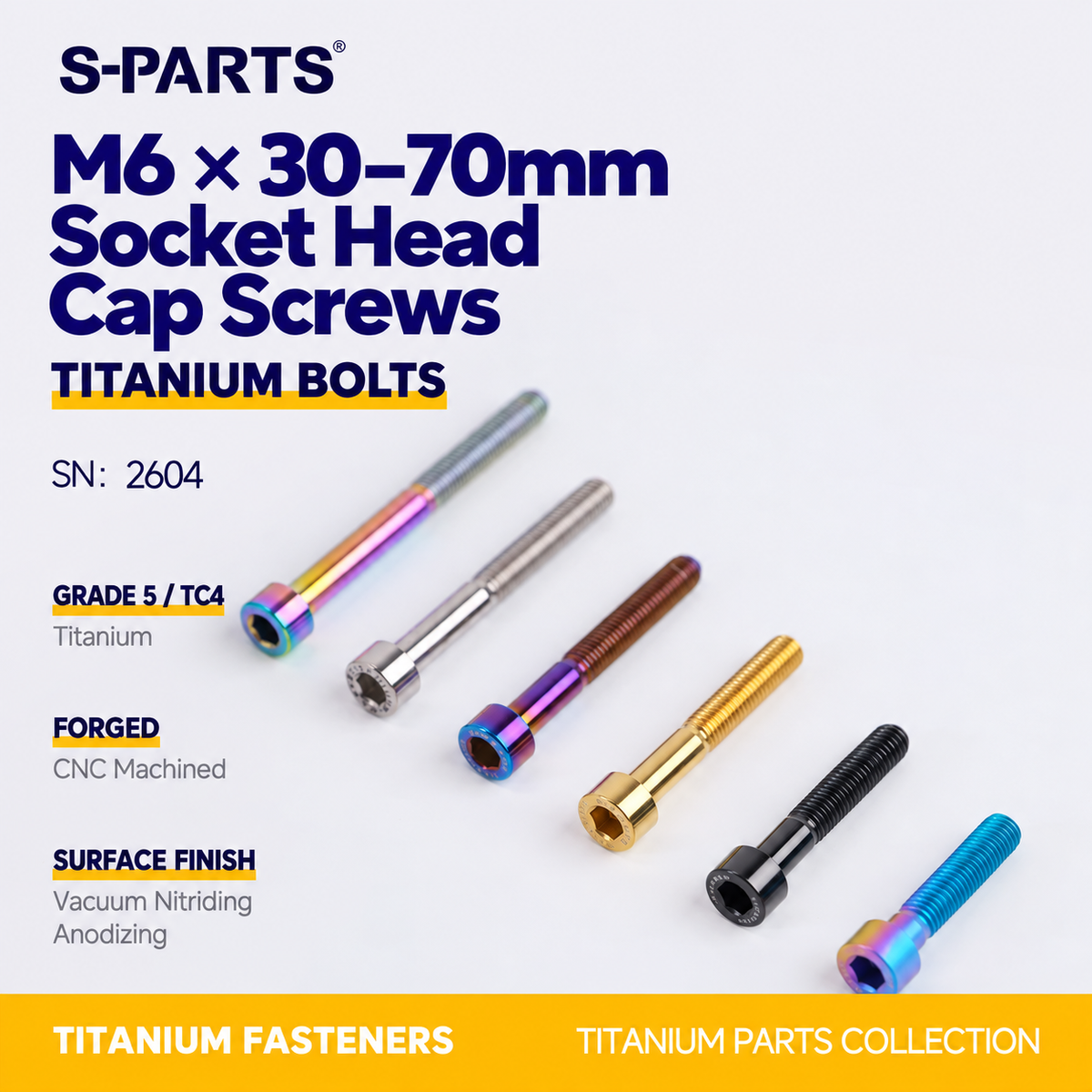 SPARTS M6×30–70mm Titanium Socket Head Cap Screws for Motorcycles