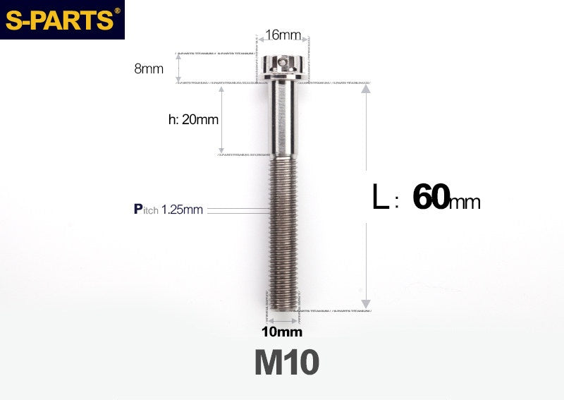 SPARTS M10 L12-120mm P1.25 A3 Series Standard Head Titanium Bolt |  Motorcycle  Upgrade