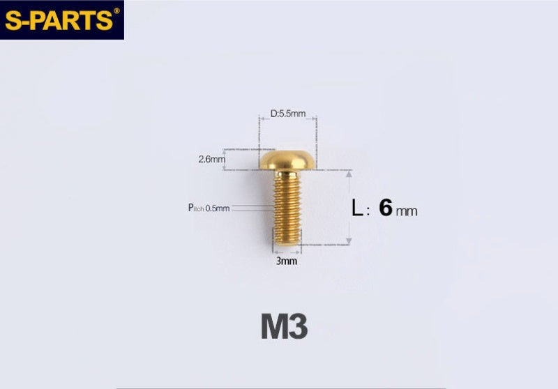S-PARTS M3 A2 Truss Head Titanium Bolts for Bicycle Brakes & Components (L6-L15)