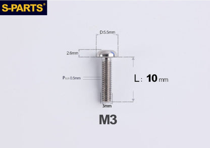 S-PARTS M3 A2 Truss Head Titanium Bolts for Bicycle Brakes & Components (L6-L15)