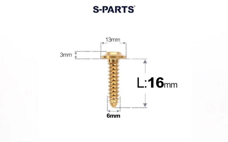 SPARTS M6 Titanium Flanged Button Head Self-Tapping Bolt D13